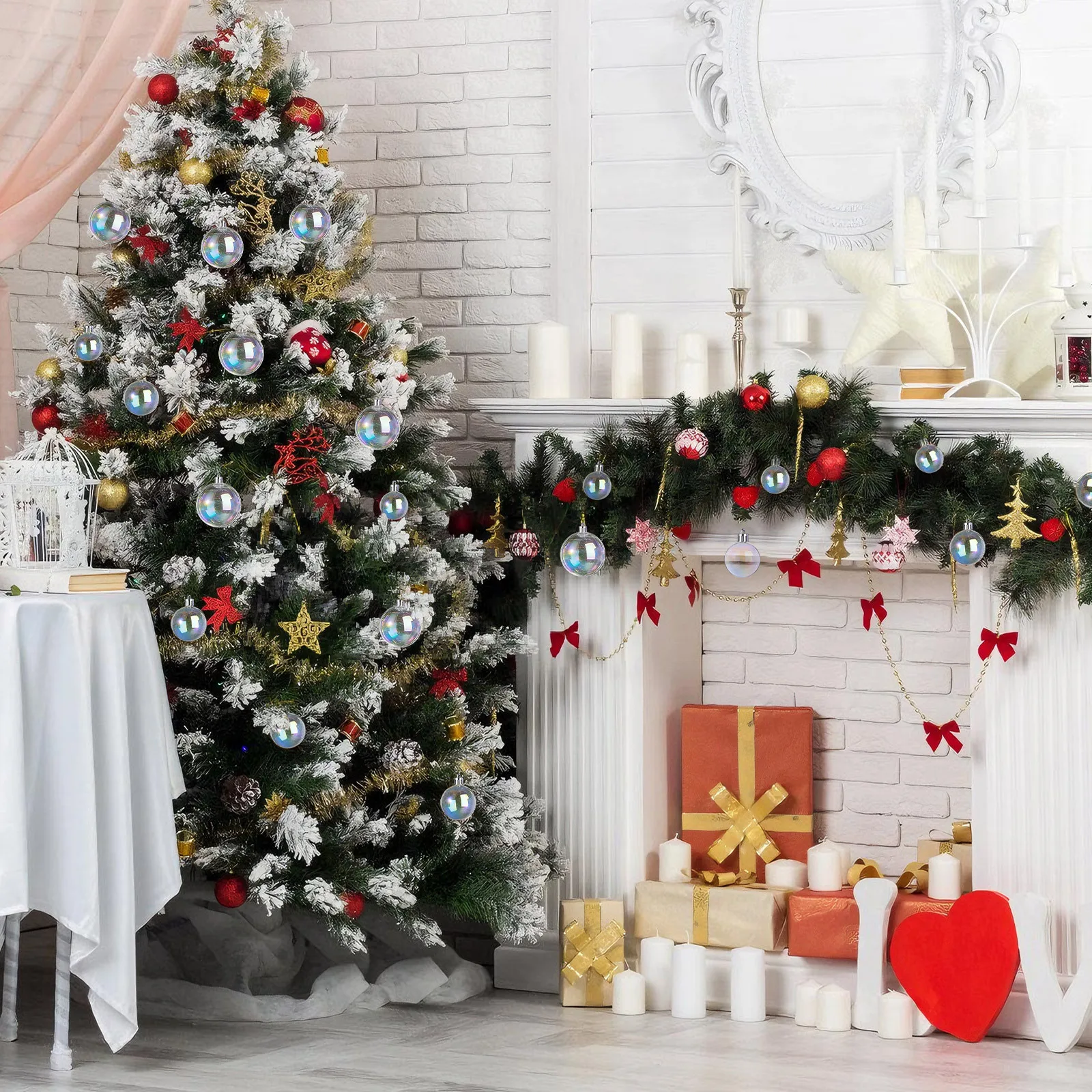 

18Pcs Colorful Ball Decorations Fillable Christmas Transparent Baubles 3Cm 4Cm 5Cm 6Cm Plastic Hanging Ornaments for Tree Home