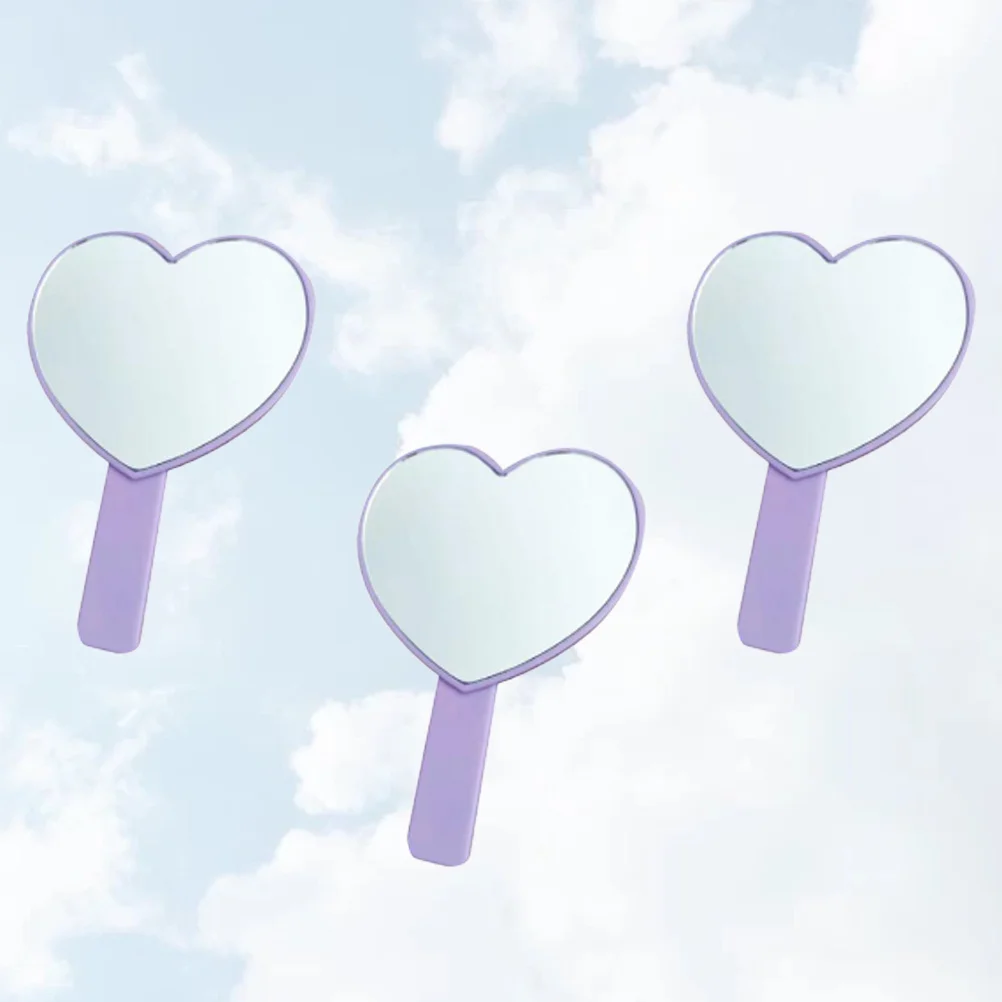 3 قطع مرآة مكياج على شكل قلب من جانب واحد محمولة بتصميم جميل ومرآة مدمجة للفنانين المحترفين