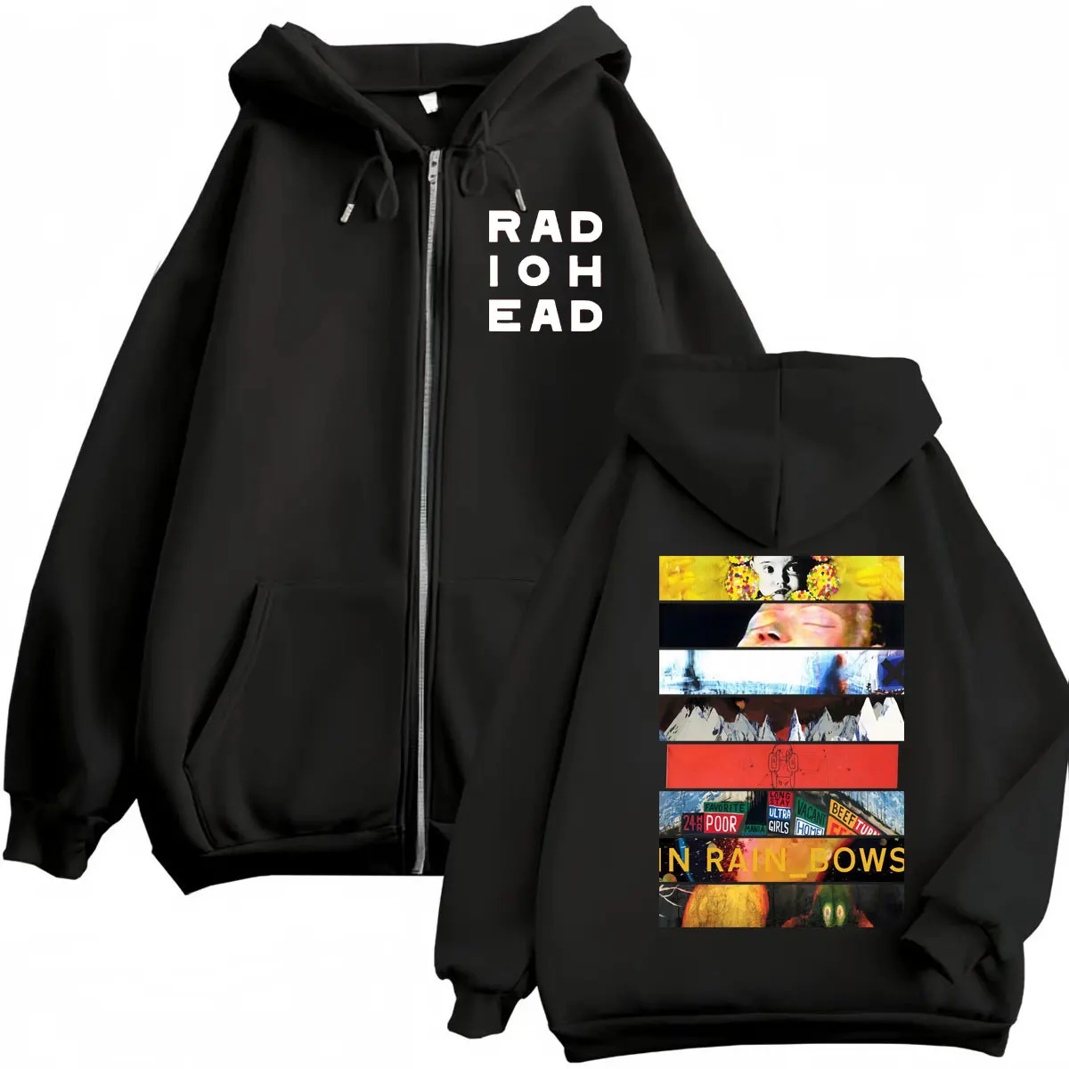 Banda de rock radiohead álbum gráfico zíper hoodie moda y2k oversized zip up pullovers masculino feminino casual manga longa camisolas