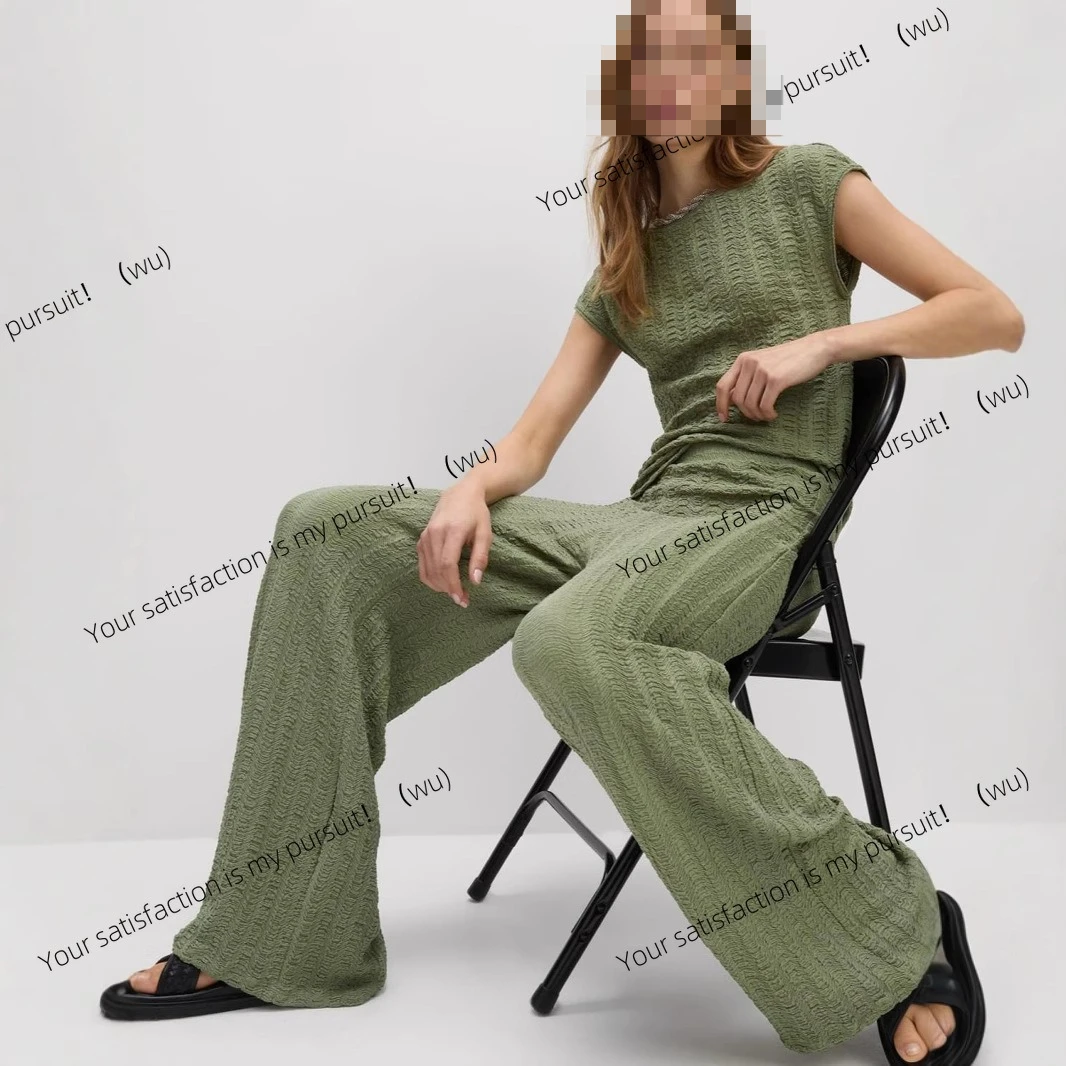 

Летний топ с короткими рукавами, прямые брюки, детский свободный и тонкий костюм