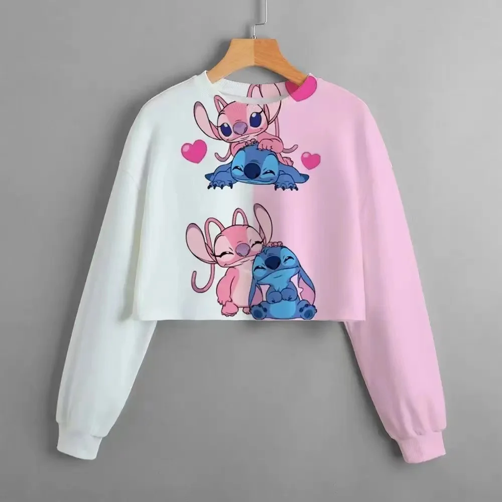 Disney co-branded Stitch contrasting color round neck sweatshirt children's autumn fashion brand tops children's clothing