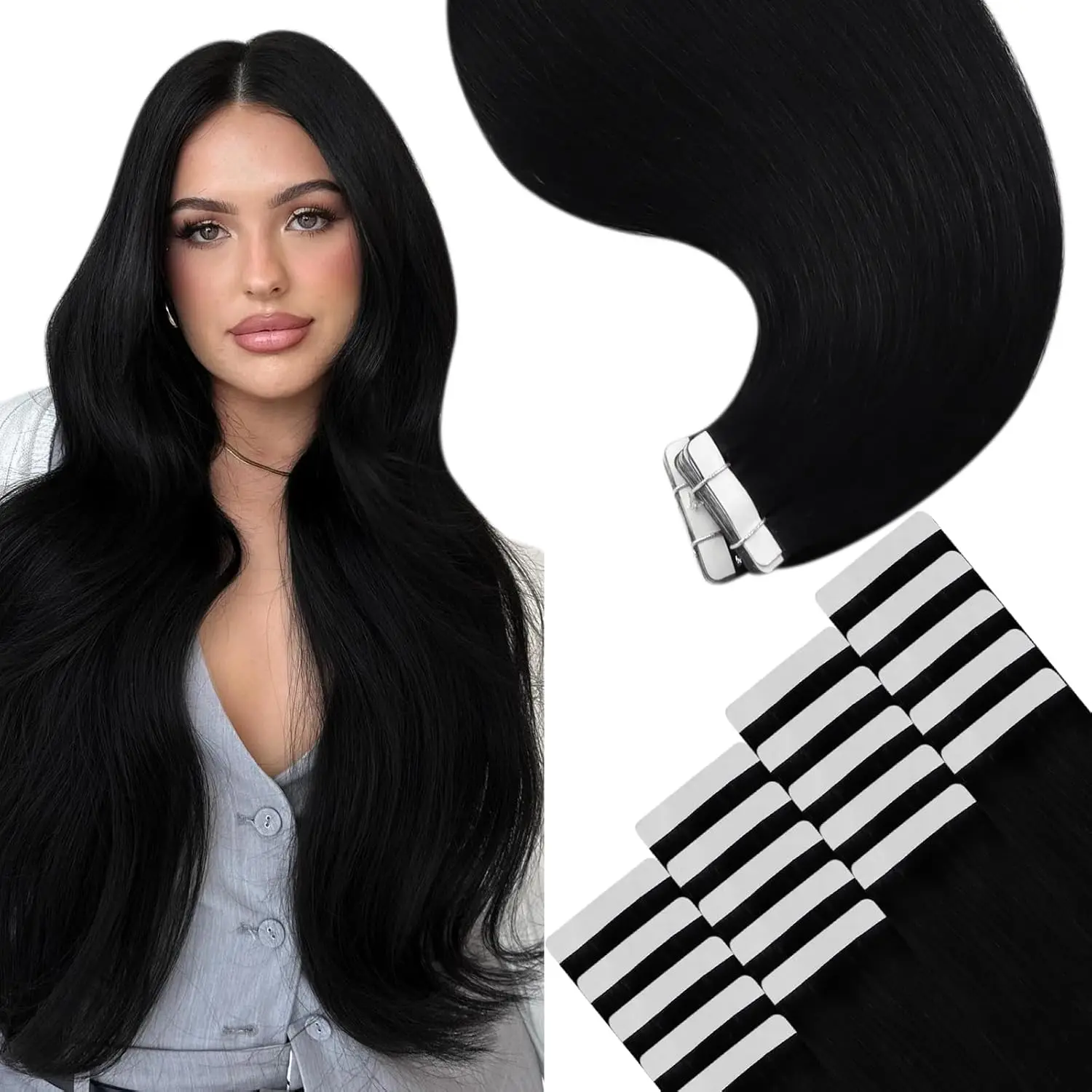 شريط يونج سي في وصلات الشعر اللاصق 100% شعر بشري لتخفيف الشعر 12-24 بوصة 30 جرام-100 جرام