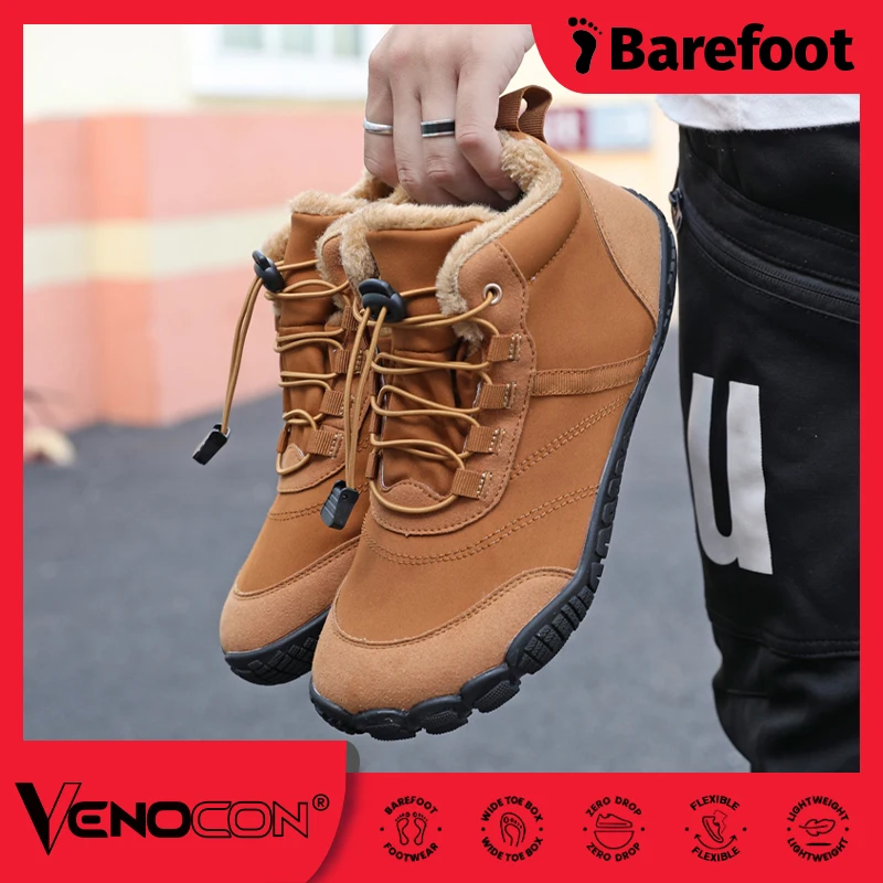 VENOCON PINGKEE Wide ToeBox Barefoot Casual Shoes Men Women Minimalist Winter Snow Thermal Feet Boots Sneakers Footwear Man