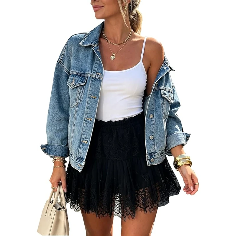Women Y2k Lace Ruffle Pleated Mini Skirt Solid Elastic Low Rise Floral Mesh Skirt Fairy Floral Half Slip Short Skirts