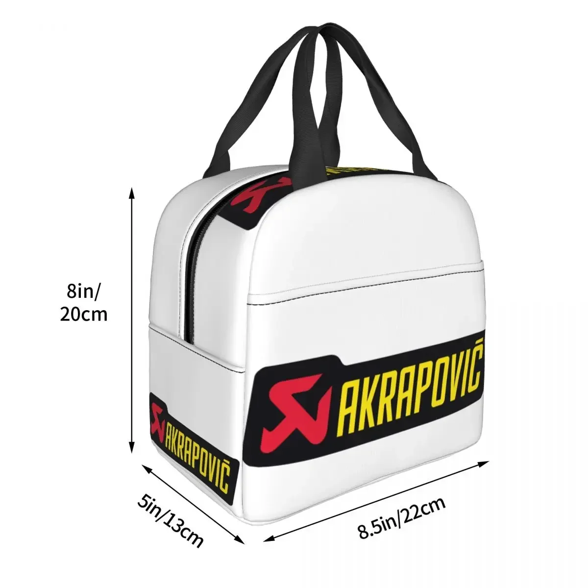 Akrapovics Logo AKS Motorcycle Exhaust Insulated Lunch Bags Portable Picnic Bags Thermal Lunch Tote for Woman Work Kids School