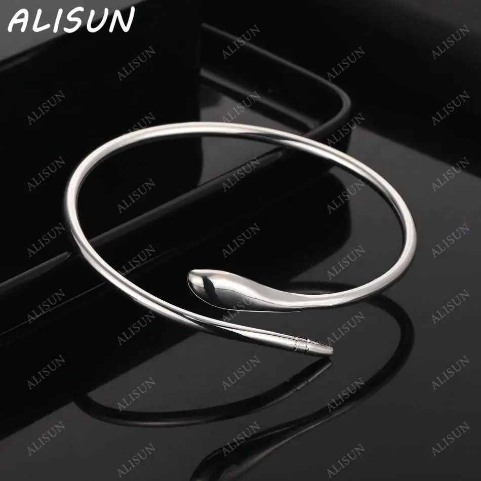 

ALISUN 925 Sterling Silver Snake Open Bangle For Women Men Charm Trend Birthday Gifts Fashion Party Fine Jewelry