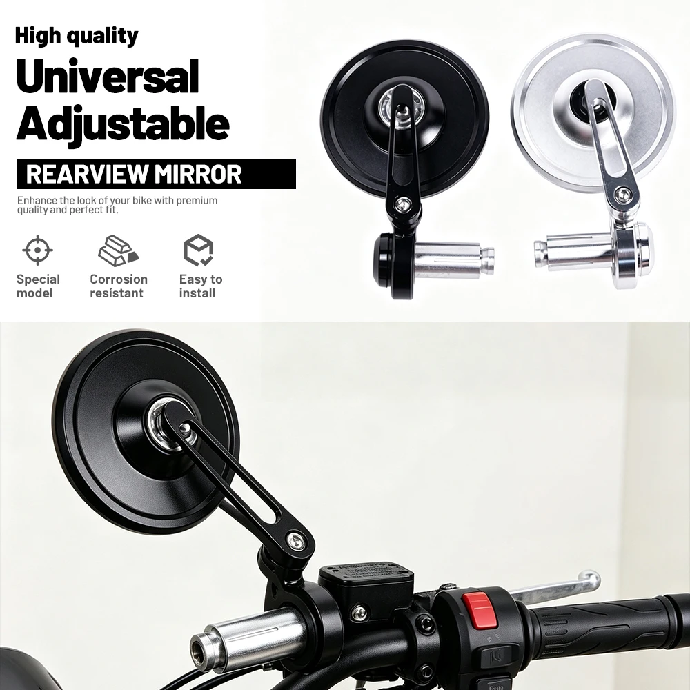 Motorcycle Rearview Mirror Blue Anti‑Glare Wide‑Angle Lens Aluminum Alloy Expander Fix Universal Motorbike Mod Mirror Kit