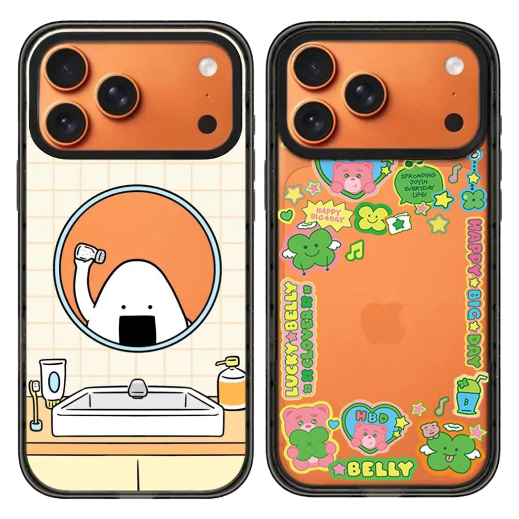 

Cartoon Rice Acrylic Black Border Magnetic Case: Compatible With IPhone 17 16 15 14 13 12 Pro Max 17 Air