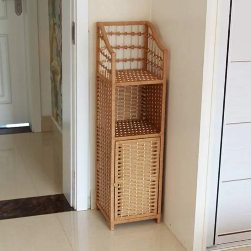 

Minimalist Creative Bedside Table,Imitation Vine Weaving,Storage Holder,Corner Standing Night Stand,Multilayered Bedroom Cabinet