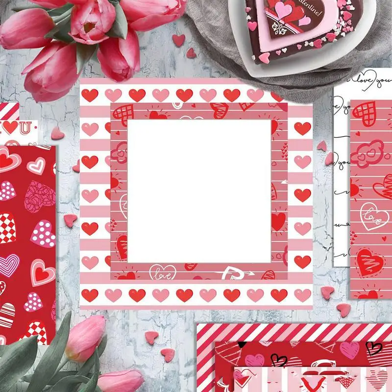 Herz-Scrapbook-Papier, rosa Spezialpapier, 24-teilig, Scrapbook-Papier, doppelseitiges Kartonpapier, Liebesherz, Bastelpapier für