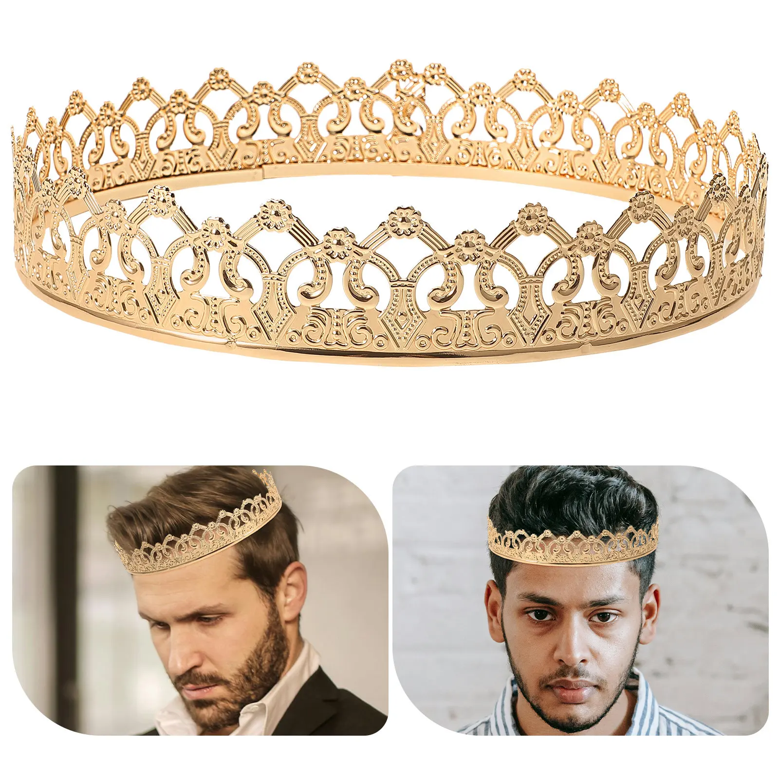 

Металлическая винтажная декоративная повязка на голову в виде королевской короны для вечеринок, косплея, костюмов короля, празднования дня рождения, свадеб и выступлений