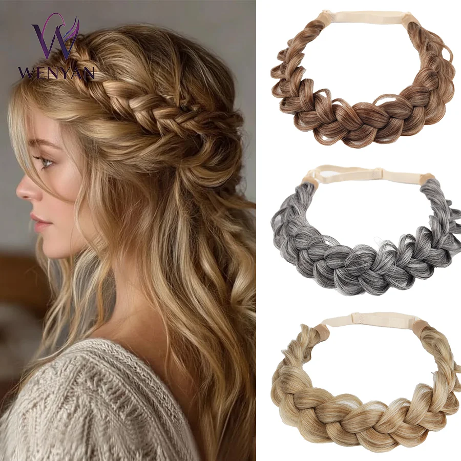 

Braided Headbands Hair Piece Synthetic Hair Hoops Head Bands Braid Hairband Accessories Elastic Stretch