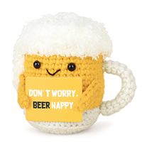 Positive Energy Crochet Beer Gift, Comes with an Encouraging Affirmation Card, Handmade Emotional Positive Support Beer, Thoughtful Stress-Relief Gift for Women and Men, Cute Birthday and Desk Decoration