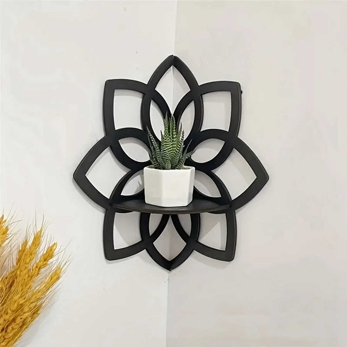 

Угловые полки в форме лотоса, деревянные цветы, настенные угловые полки, плавающие полки, хрустальная витрина, настенные угловые полки в стиле бохо