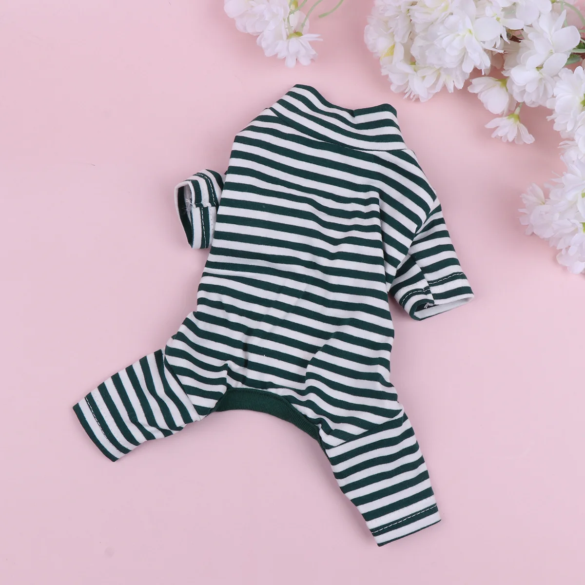 

Pet Dog Four Feet Jumpsuit Cotton Stripe Puppy Jumper Clothes Winter Costume Size Xs Green Outdoor Walking Jogging Pet Costume