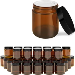 4 oz Amber Glass Jars with Lids Leakproof Round Airtight Jars for Storing Lotions Powders Ointments Candle Making