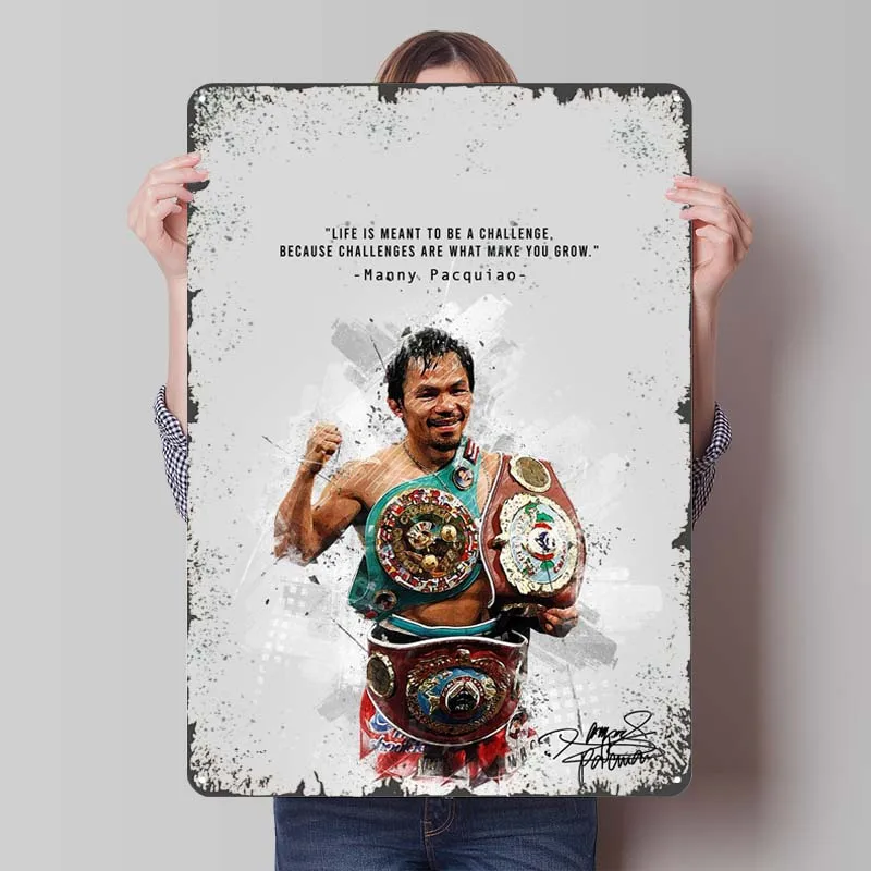 Металлические вывески Manny Pacquiao, спортивный постер, декор для ванной комнаты, индивидуальный жестяной знак для настенного художественного украшения, винтажный декор комнаты для мужчин