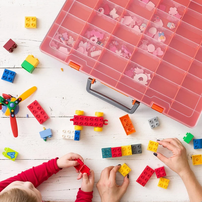 조절식 칸막이 플라스틱 정리함, 공예품 보관 정리함, 태클 박스 정리함, 대형 48 그리드