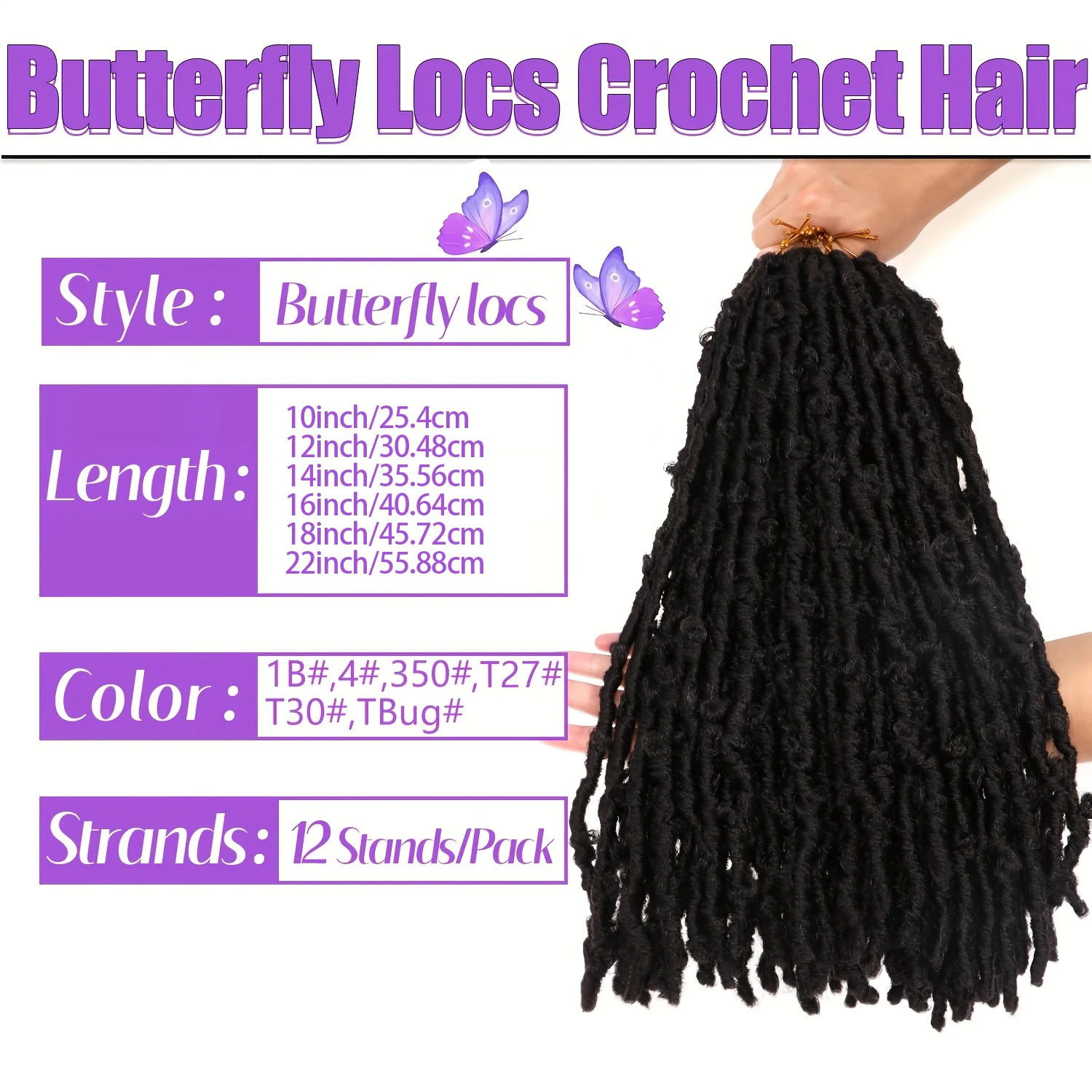 Butterfly Locs Crochet Hair Distressed Faux Locs Crcoeht Hair Pre-twsied Synthetic Fluffy Goddess Butterfly Soft Locs Hair