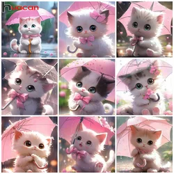 Huacan New Arrivals Diamond Painting Animal Cat 5d Diy Full Drill Mosaic Umbrella Art Gift Home Decoration Craft Kit