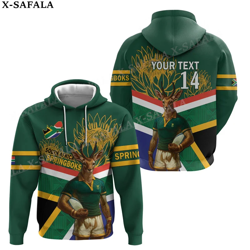 

South Africa Rugby Go Springboks 3D Print Zipper Hoodie Men Pullover Sweatshirt Hooded Jersey Tracksuit Outwear Coat Casual-6