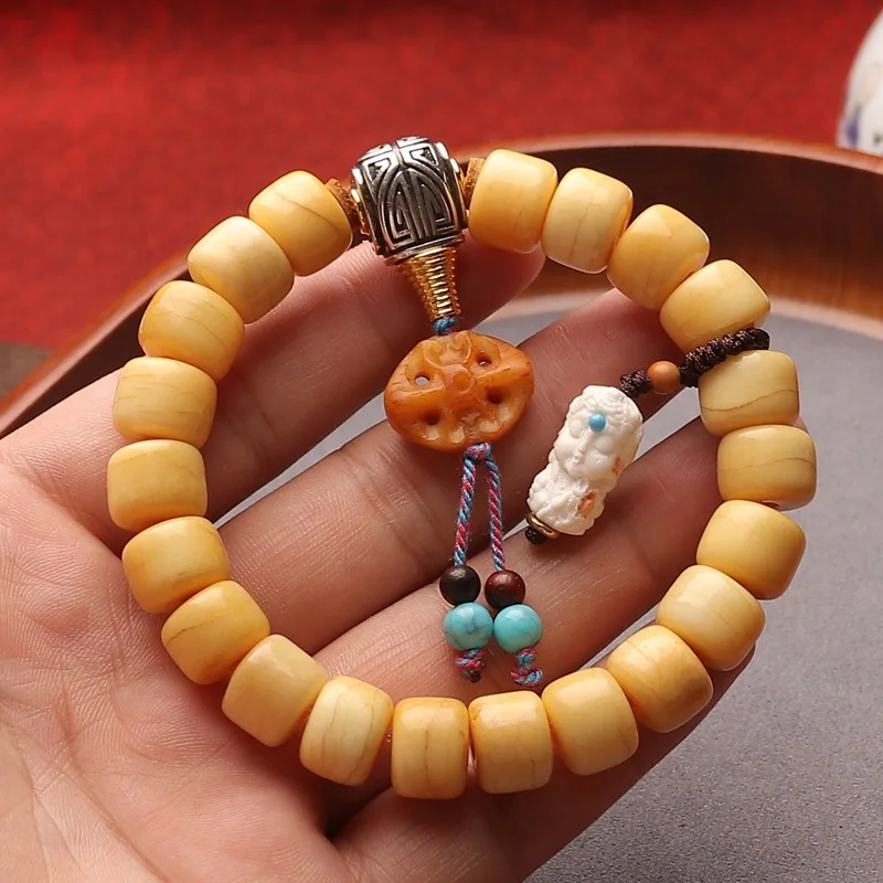 Natürliches Tibetisches Yak-Knochen-Armband im Alten Stil mit Perlen, Geweih und Kamelknochen für Männer und Frauen als Geschenk