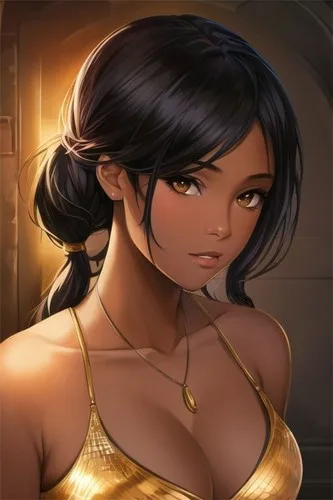 Anime AI art Manga girl Vintage Wall Metal Sign Tin Plaque Bar Man Cave golden