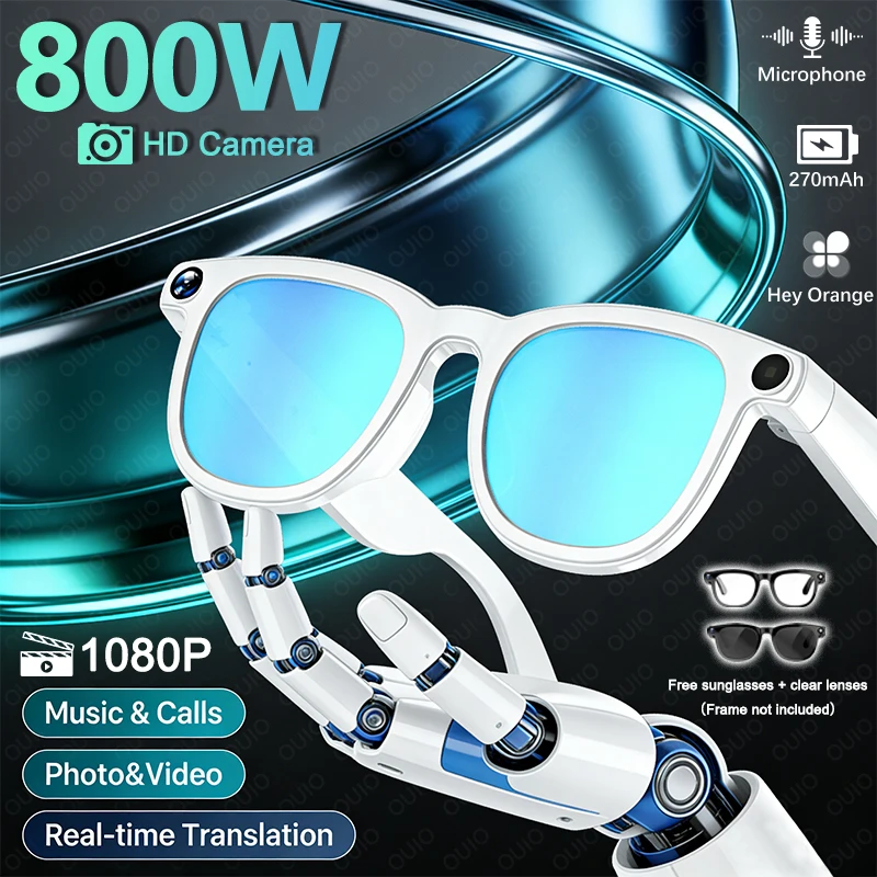 

New 800W Camera AI Smart Glasses Transmission Photo Video Recordoing Intelligent Conversation 270mAh Wireless Call Smart Glasses