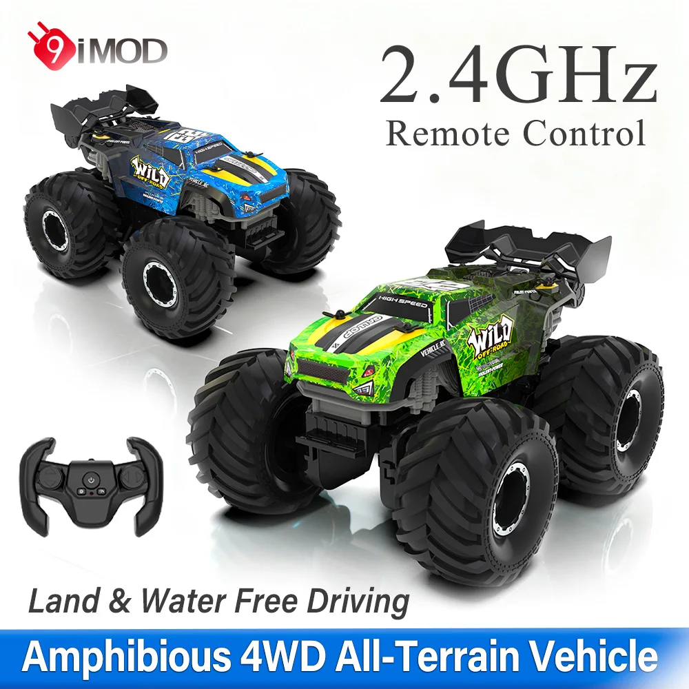 9IMOD RC Amphibious Monster Truck 4WD Remote Control Car Water Land Vehicle Dual Speed Long Range Off Road Toy for Kids