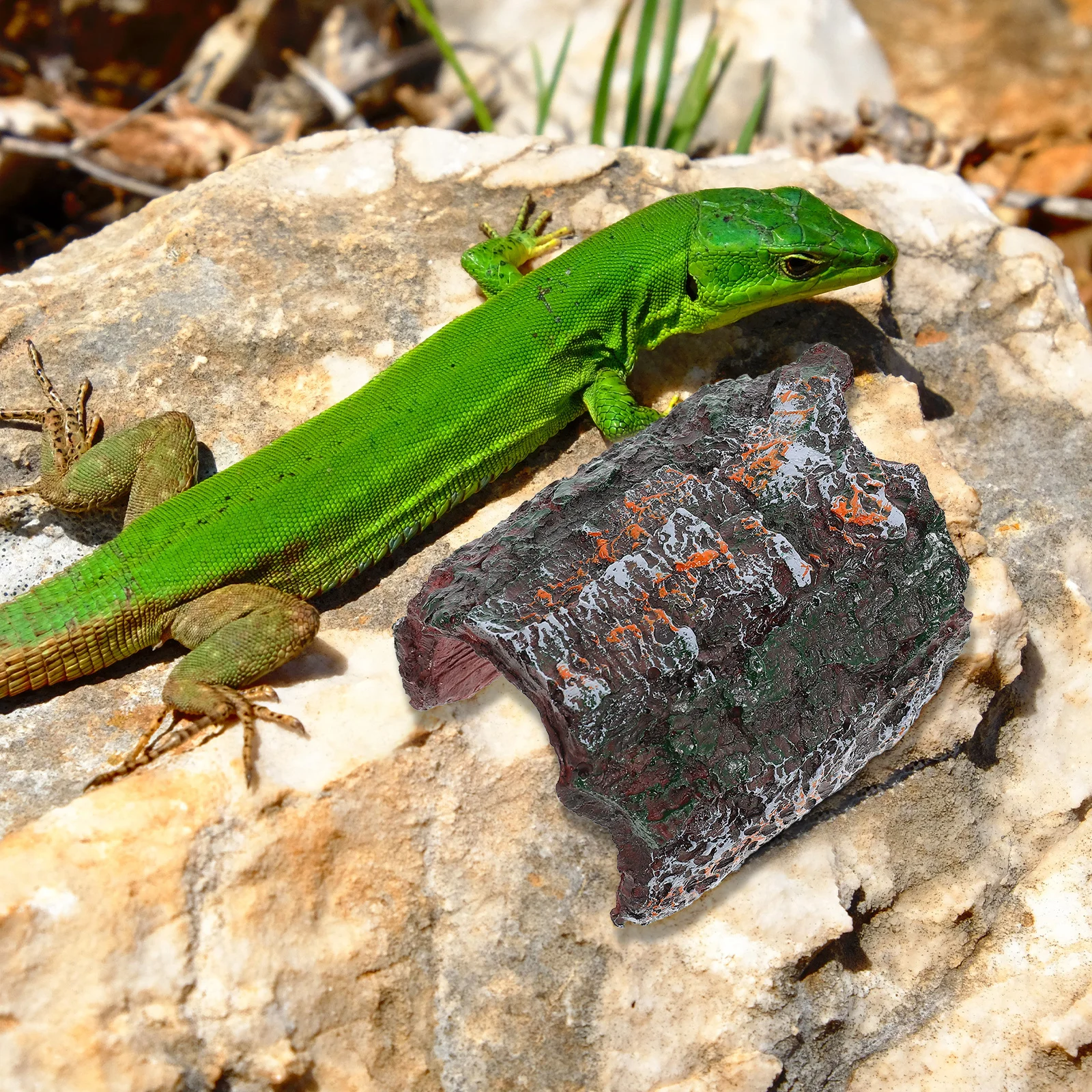 

Reptiles Hidden Resin Creative Small Pet Hiding Cave Lifelike Climbing Platform Basking Terrace Safe Environment Friendly