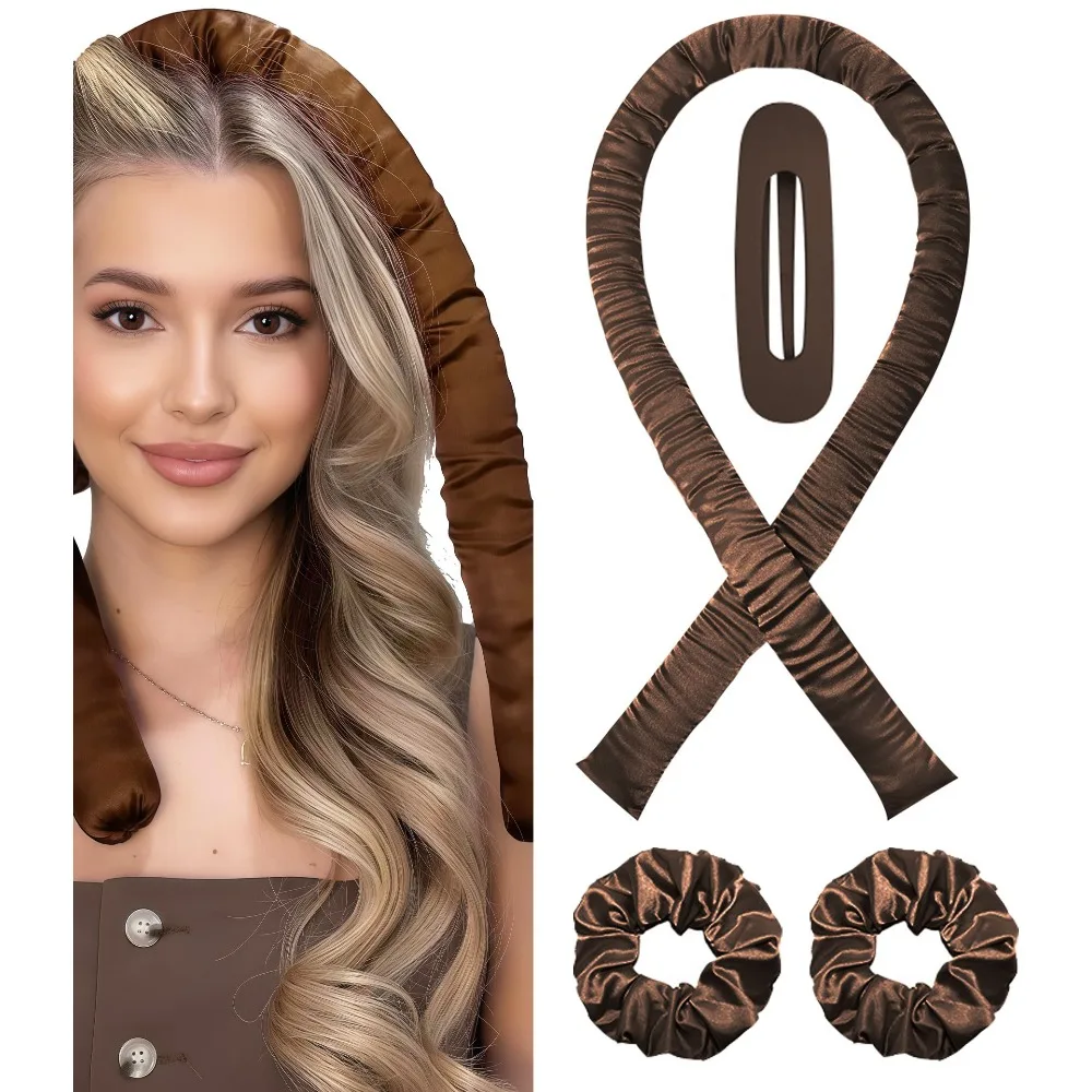 Modelador de cabelo sem calor, ondulação para dormir em cetim macio, conjunto de haste de ondulação sem calor, hastes noturnas, cabelo longo, sem cachos de calor, ferramentas de estilo