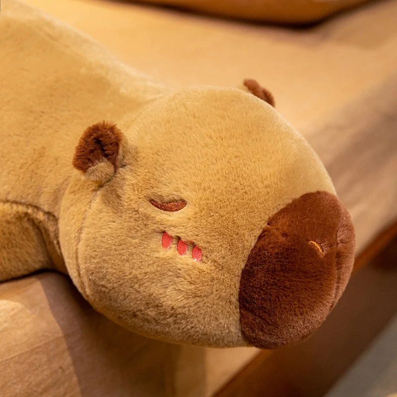 60/80cm Kawaii ตุ๊กตา Capybara สัตว์ตุ๊กตาหมอนยาวเบาะนุ่มตุ๊กตาการ์ตูนของเล่นเบาะตกแต่งเด็กทารกของขวัญ