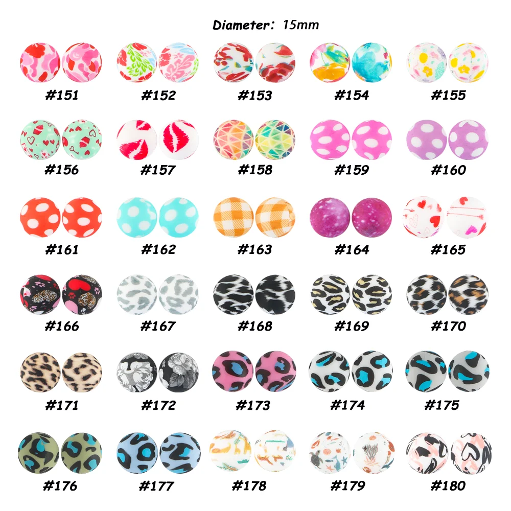 

30PCS 15mm Silicone Printed Beads Round Leopard Beads For Jewelry Making DIY Necklace Bracelet Keychain Accessories