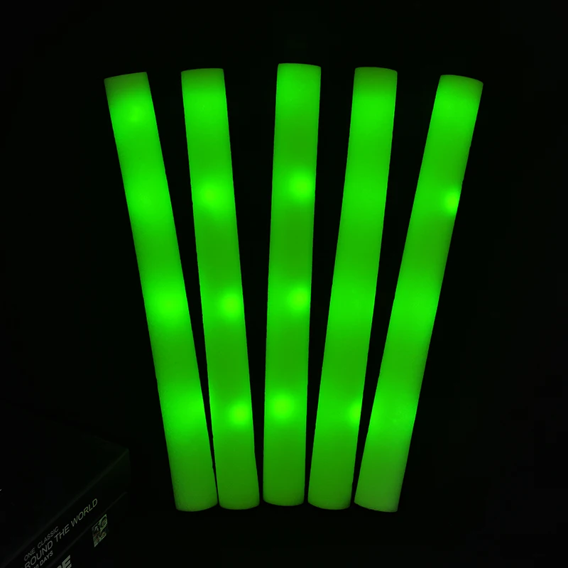 

60Pcs Green LED Glow Bulk Colorful LED Glow Sticks Foam Stick Cheer Tube Dark Light Birthday Wedding Party Supplies