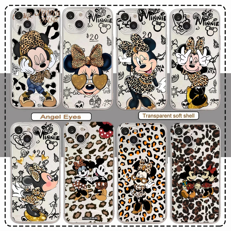 Capa fofa leopardo mickey minnie para samsung s25 ultra s24 fe plus a56 5g a36 a25 a16 a07 a06 a55 a35 a15 a25 a54 a14 a34 a24 a52