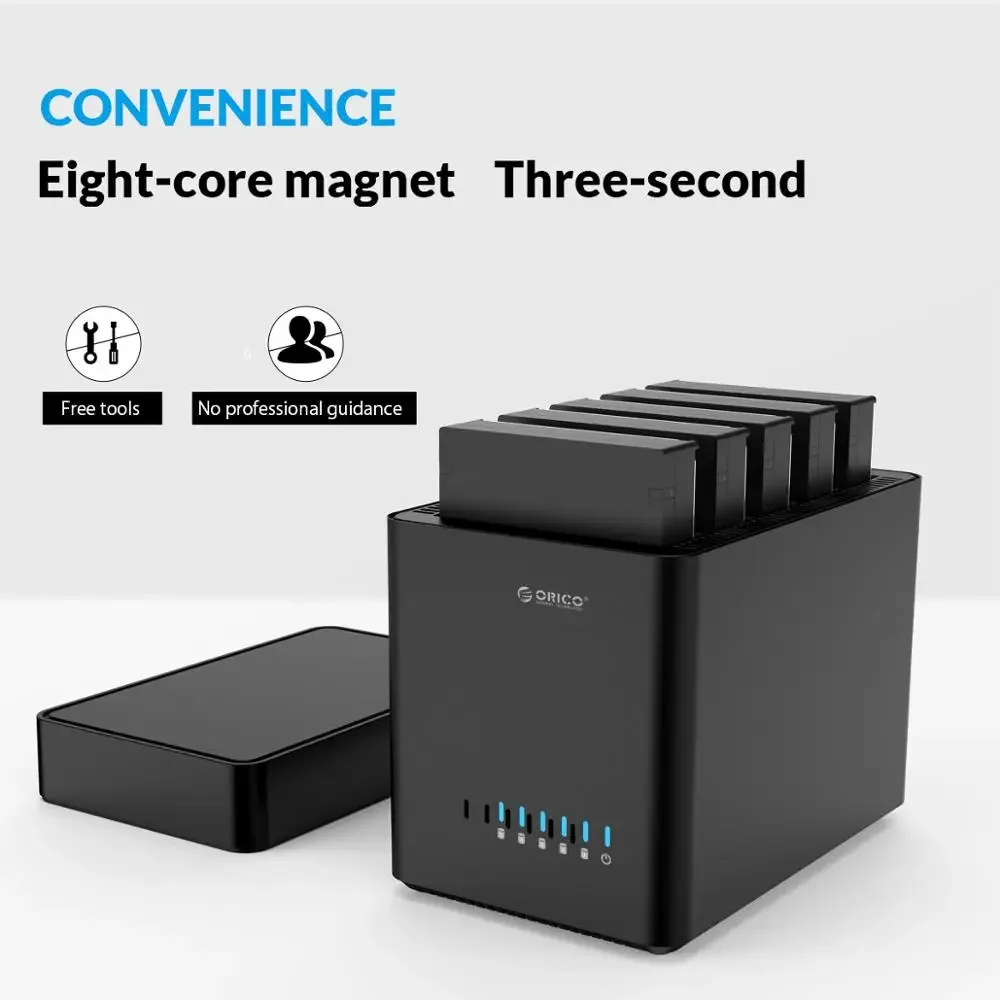 Orico 2/5 bay usb3.0 hdd gabinete sucção magnética sata para 3.5 Polegada caixa de disco rígido docking station pc caso suporte 12v4a potência