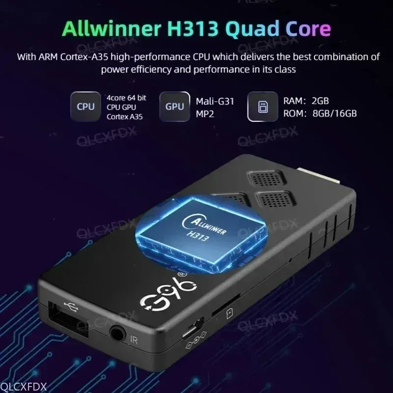 G96 عصا التلفاز الذكية Android13.0 Q2 Allwinner H313 BT5.0 Voice 4k 2GB 8GB Dual Wifi Youtube مشغل الوسائط متعدد اللغات