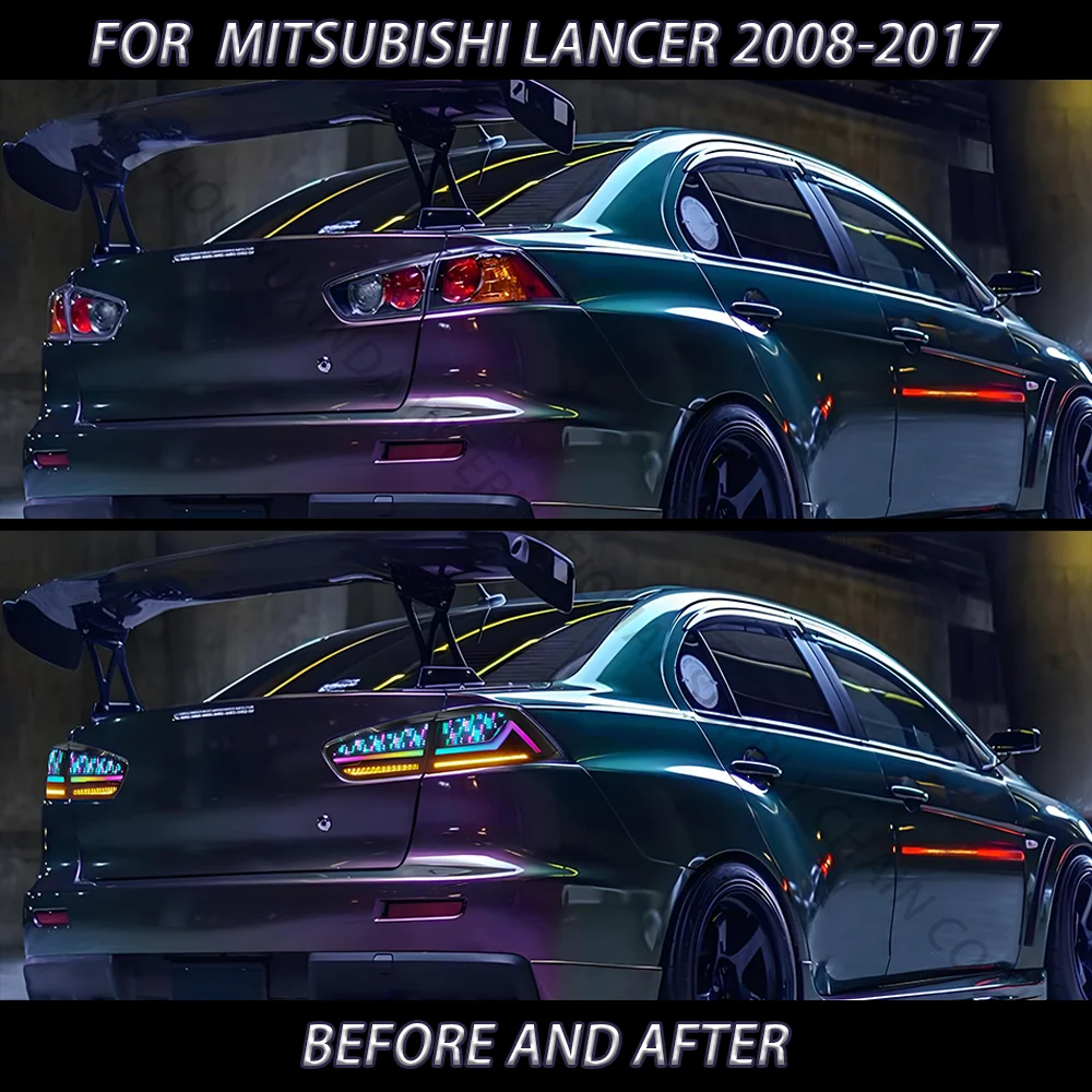سيارة RGB الرقمية LED المصابيح الخلفية اكسسوارات لميتسوبيشي لانسر EX 2008-2017 أجزاء DRL لمبة خلفية بدوره ديناميكي 2015 2017