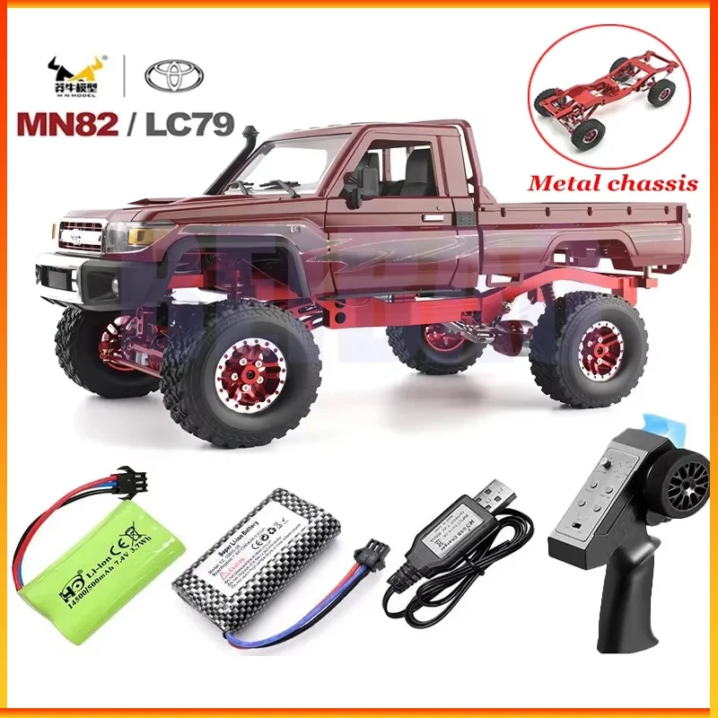 MN82 1:12 coches Rc Retro con luces LED simulación a escala completa LC79 profesional 4WD camioneta con Control remoto modelo de camión RC Juguetes