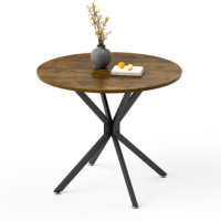 90 cm round dining table, suitable for 1-4 people, space-saving kitchen table with sturdy metal legs, ideal for dining room