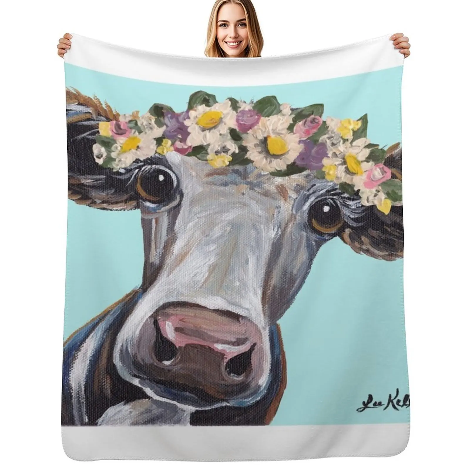 

Cow Art, Farmhouse Cow Art Throw Blanket For Sofa Thin Soft Plaid Blankets For Bed Blanket