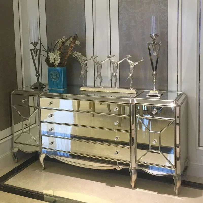 Mirror porch cabinet, mirror furniture side cabinet, storage, neoclassical postmodern