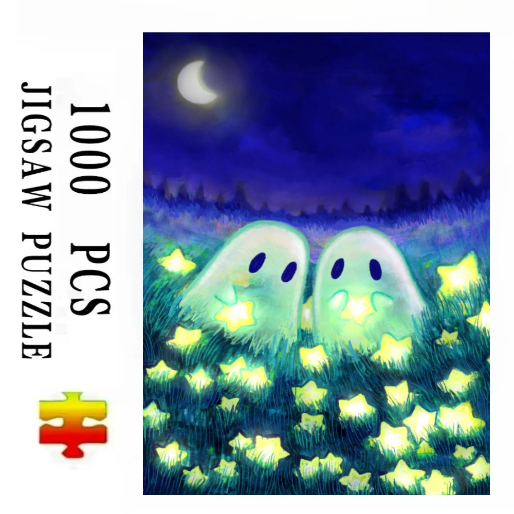 Cute Glowing Ghosts Jigsaw Puzzles 500/1000/1200/2000 PCS Wall Decor for Living Room Bedroom Gift No Frame