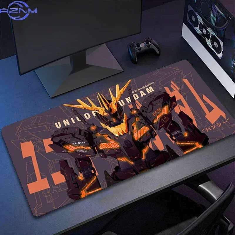 Anime Purple Mecha Robot With Pink Splatter Background Mouse Pad Rubber Non Slip Gaming Keyboard Desk Mat for Laptop Office Deco