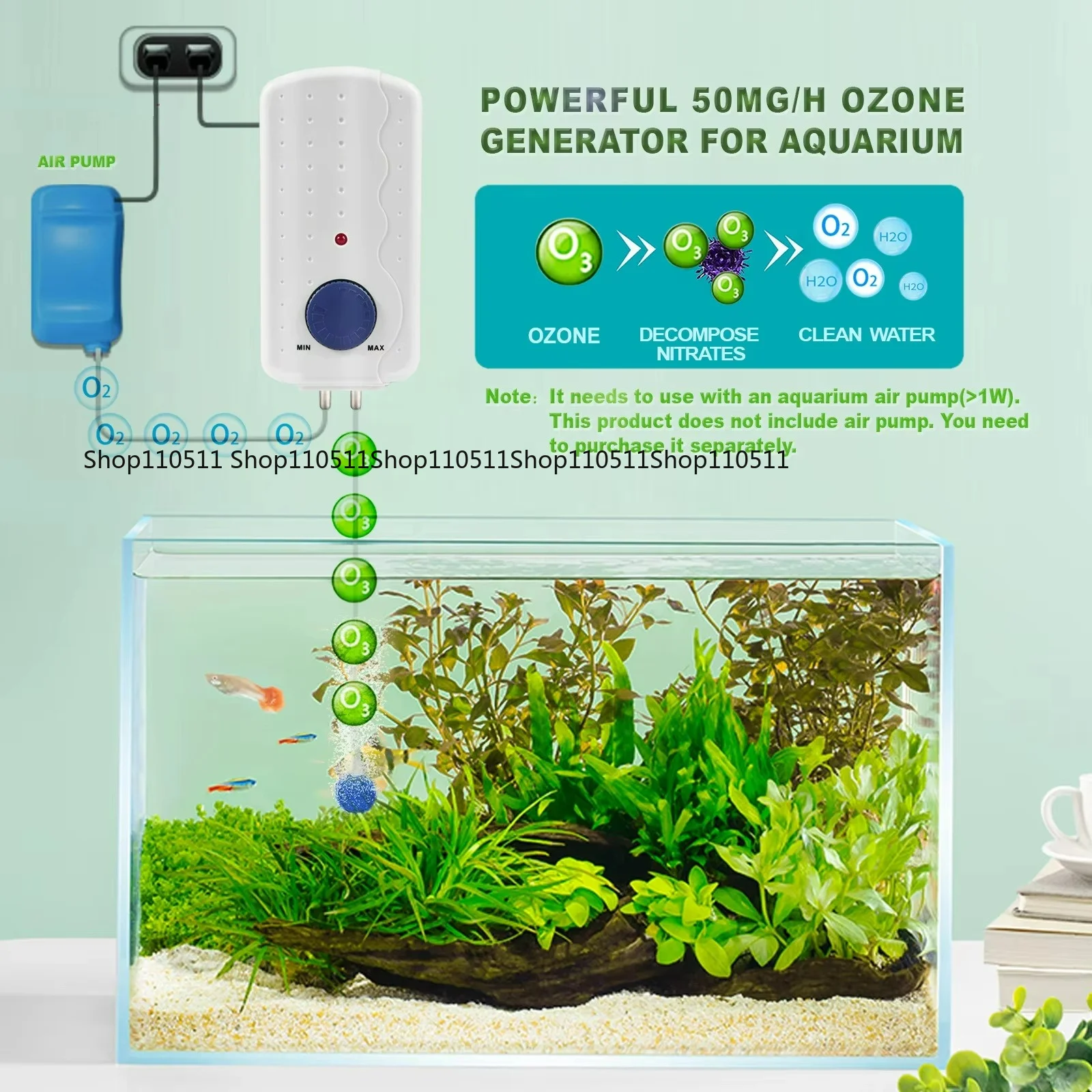 machine 50/100/200mg fish tank water treatment aquarium sterilization and algae removal small pond