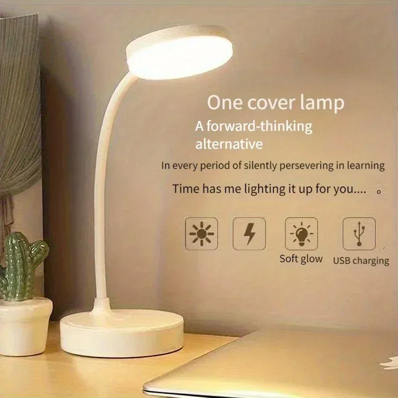  Eye-protecting LED desk lamp, rechargeable and plug-in dual use, three-level adjustable brightness mode, touch control for bedro 