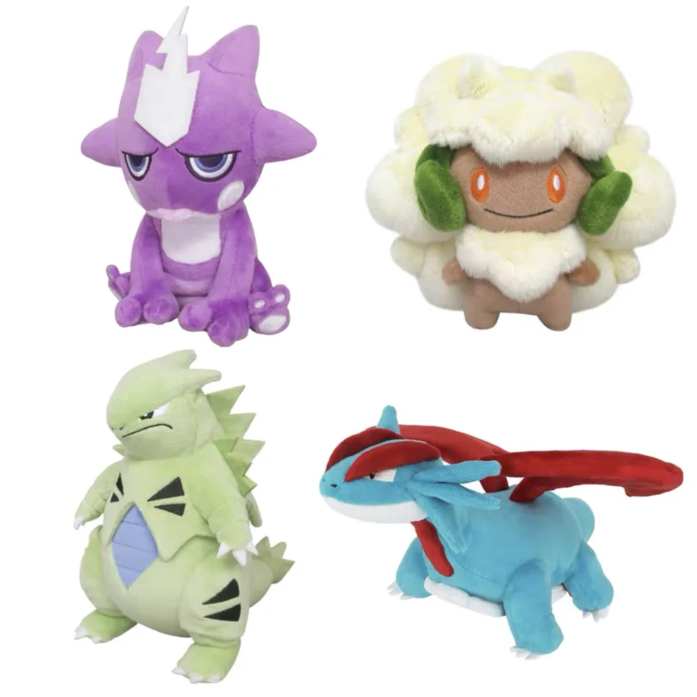 20cm Genuine Pokemon Three English Toxel Tyranitar Whimsicott Salamence Plush Toys Anime TOMY Pillow Soft Stuffed Kawaii Gift