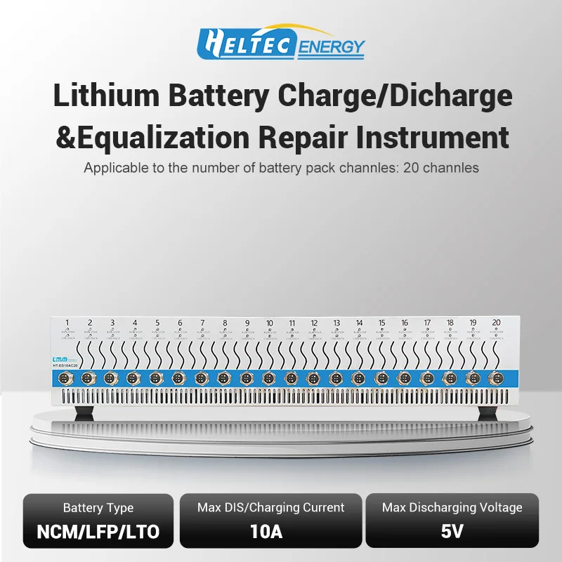 Heltec 1-20 Channel 5V Lithium battery charge discharge test machine 10A/50A Capacity Tester for EV/Car Battery Repair with PC
