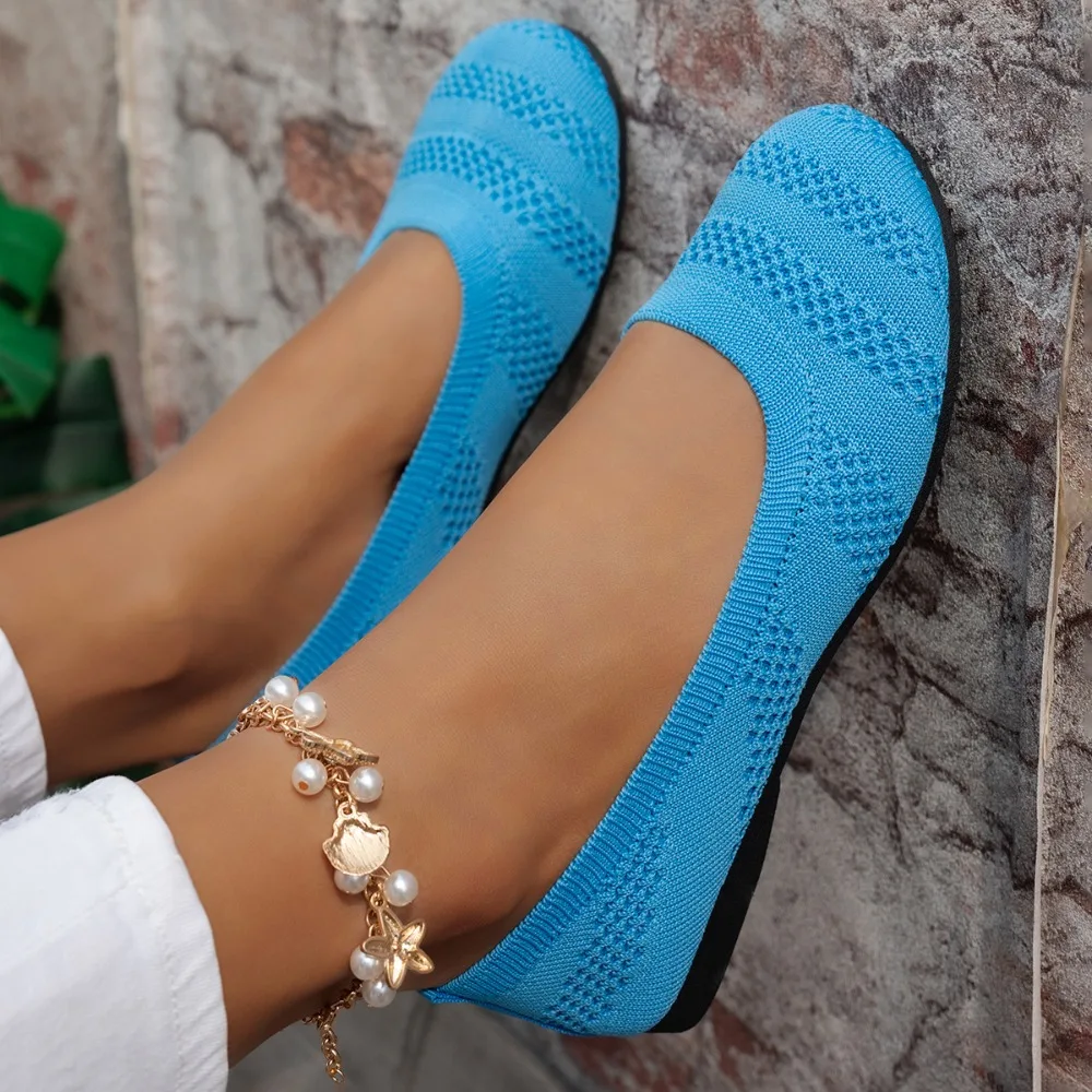 Bequeme Schuhe mit großem Kopf, flache Strickschuhe mit runder Spitze, vielseitige Damen-Einzelschuhe im koreanischen Stil – Detail 2