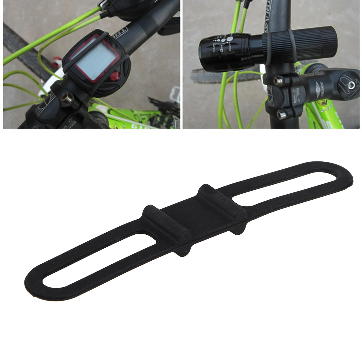 

5pcs Silicon Strap Mountain Road Bike Torch Phone Flashlight Bands Elastic Light Mount Holder Bike Accessories (Black)